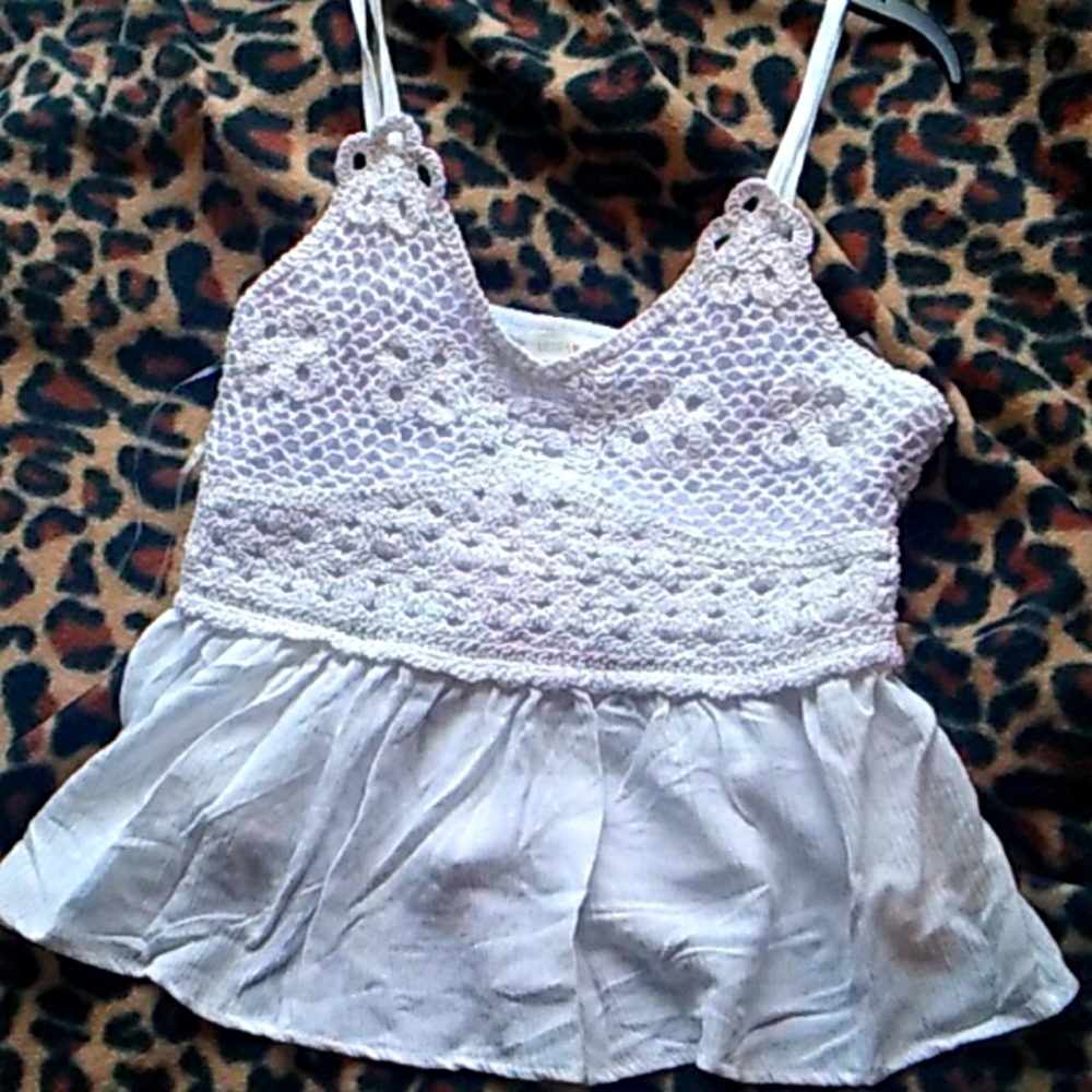 ULTRA FLIRT crochet ruffled TANK TOP